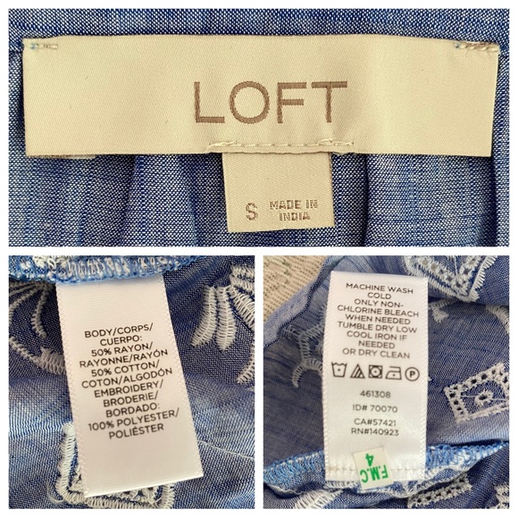 LOFT Embroidered Boho Ruffle Sleeved Top - Picture 15 of 15